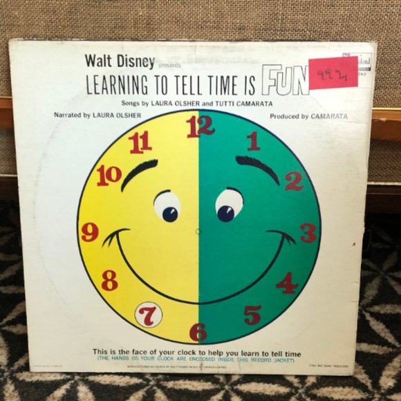 60's "Learning to Tell Time is Fun" Record - Walt Disney Album -Children's Album - Picture 2 of 8